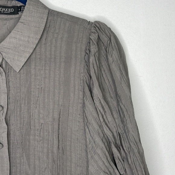 Soaked in luxury pleats texture balloon sleeve sheen blouse - Picture 3 of 9